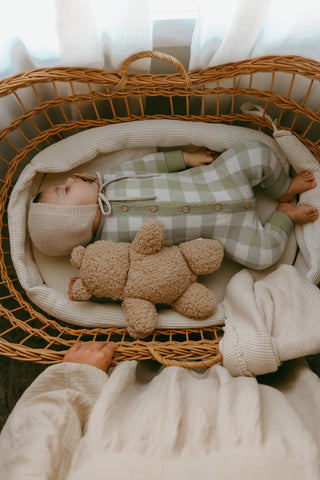 sleeping baby in basket
