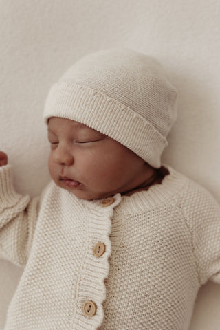 baby wearing knitted hat