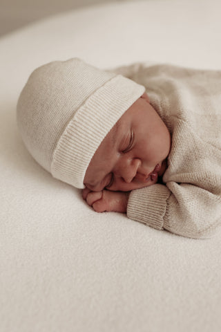 baby wearing knitted hat