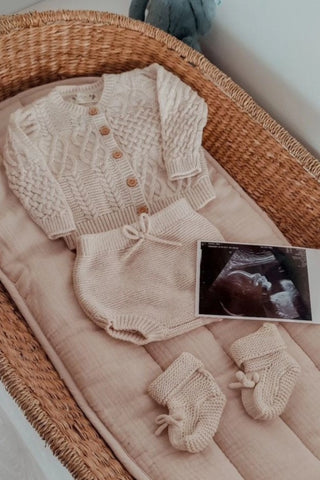 Organic Cotton Cable Knit Baby Cardigan - Oat