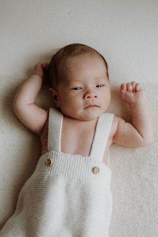 Organic Cotton Footed Baby Dungarees - Oat