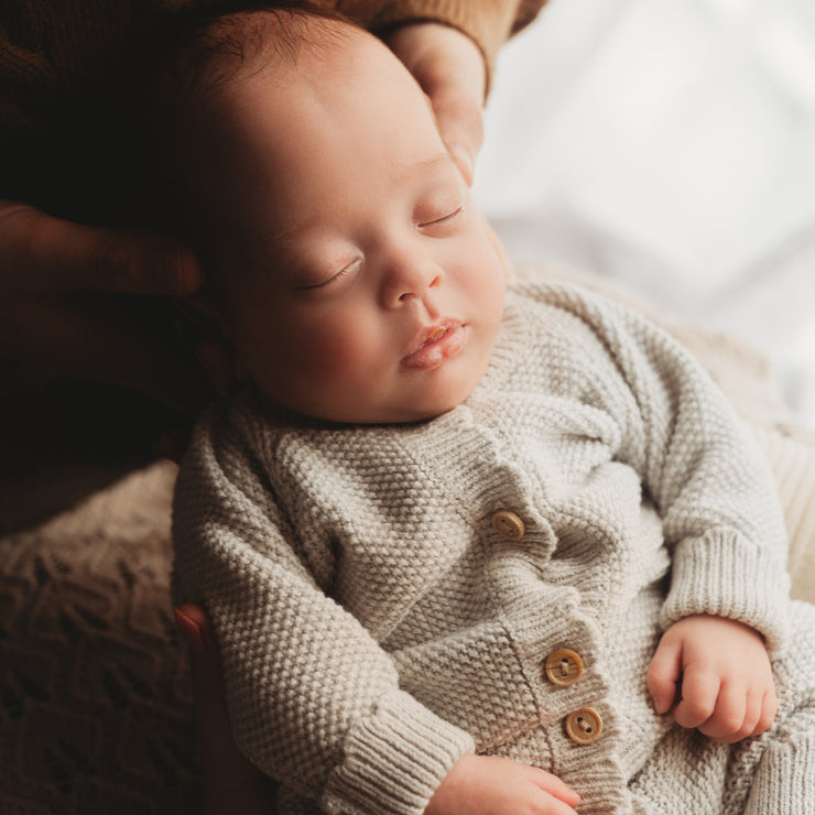 Organic Cotton Moss Stitch Baby Romper - Grey