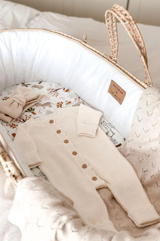 Organic Cotton Moss Stitch Baby Romper - Cream