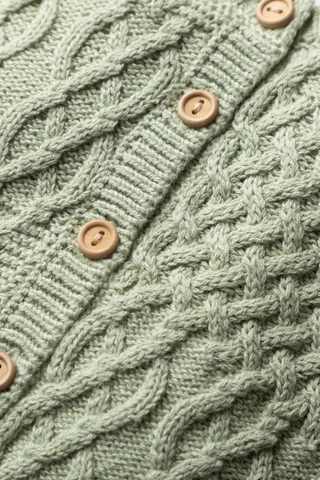 Organic Cotton Cable Knit Baby Cardigan - Sage