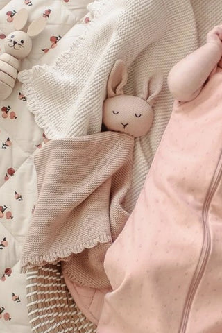 Organic Cotton Baby Blanket & Bunny Bundle - Rosewood