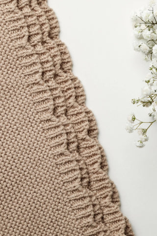 Organic Cotton Scallop Knit Baby Blanket - Fawn