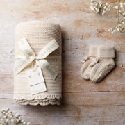 Organic Cotton Newborn Booties & Blanket Bundle - Oat