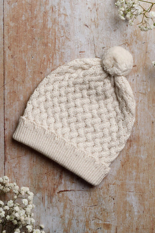 Organic Cotton Newborn Cable Knit Hat - Oat