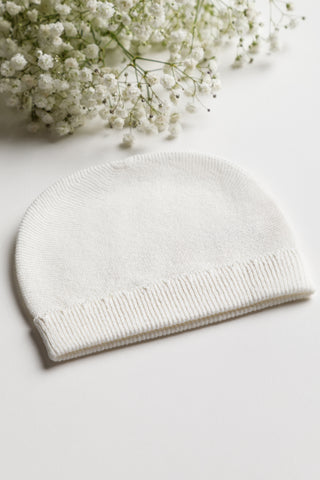 Organic Cotton Fine Knit Newborn Hat - Milk