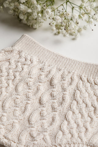 Organic Cotton Cable Knit Newborn Bloomers - Oat