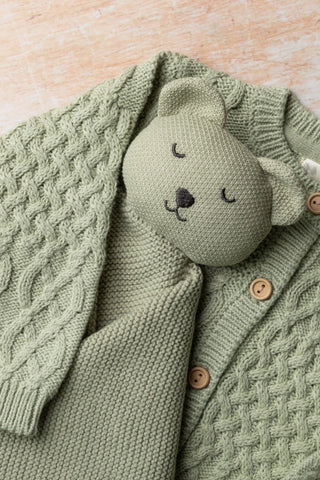 Organic Cotton Fraser Bear Comforter - Sage