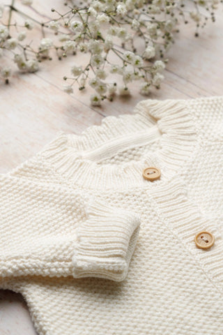 Organic Cotton Moss Stitch Baby Romper - Cream