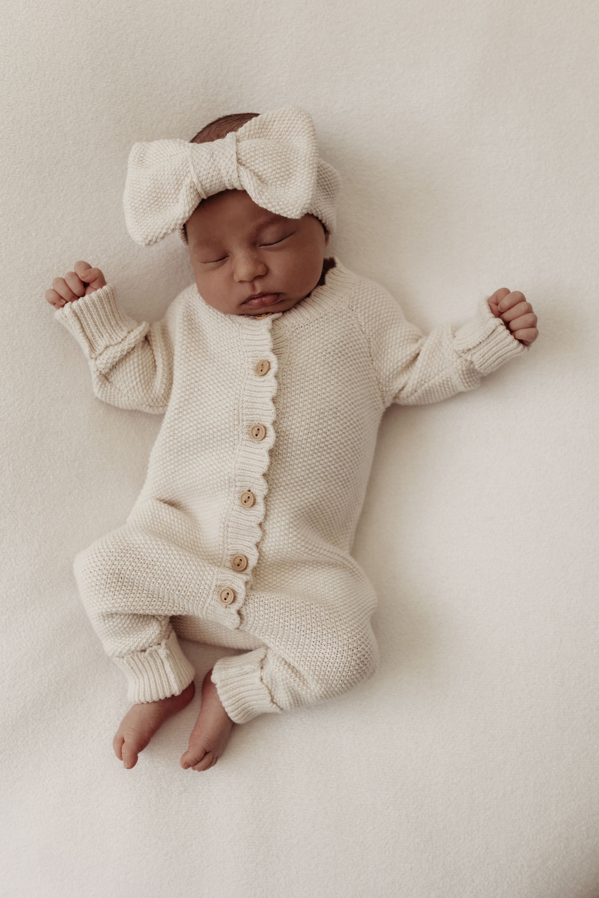 Isla and Fraser Knitted Baby Romper Organic Cotton |Oat – Isla