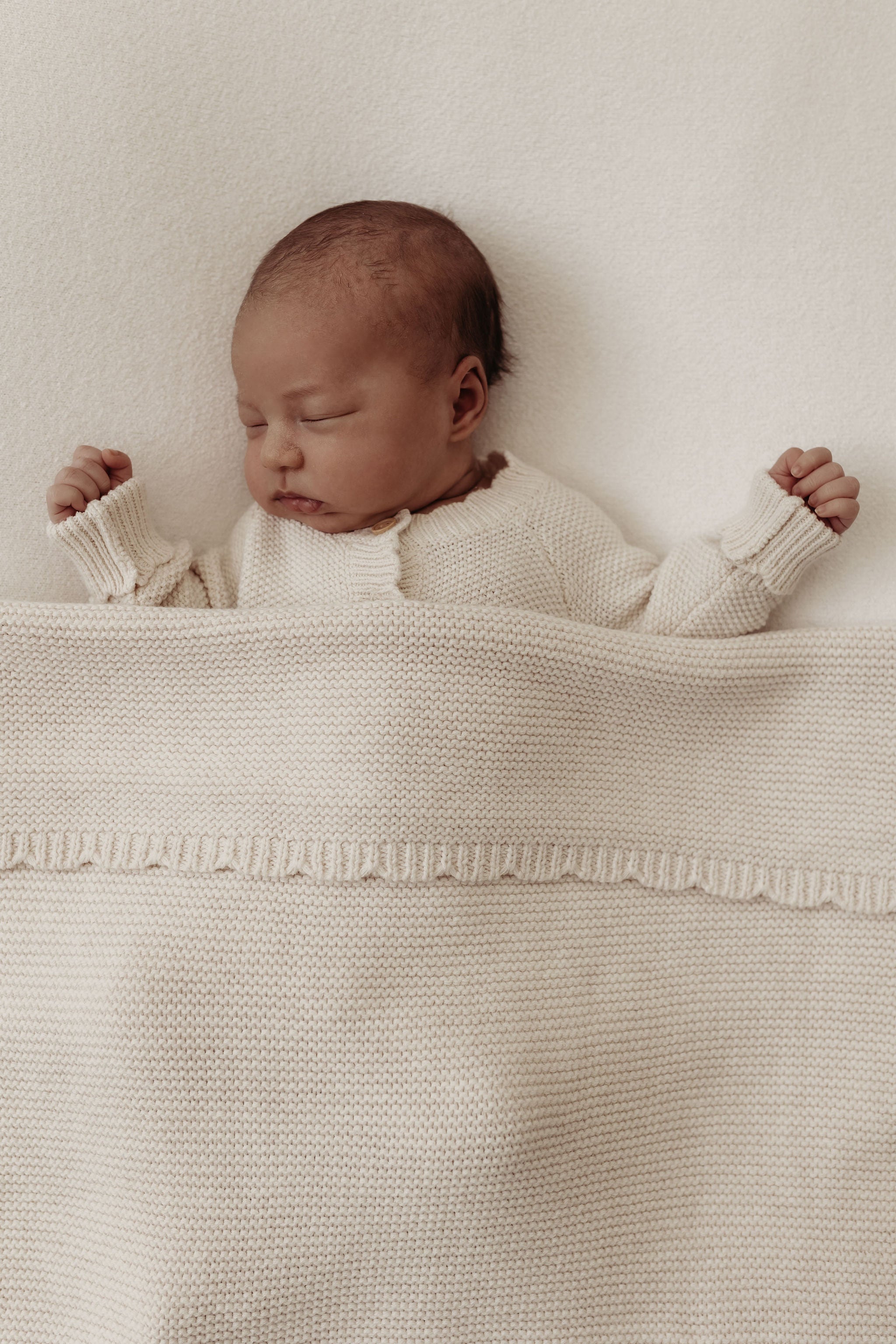 Isla and Fraser Scallop Knitted Baby Blanket Organic Cotton
