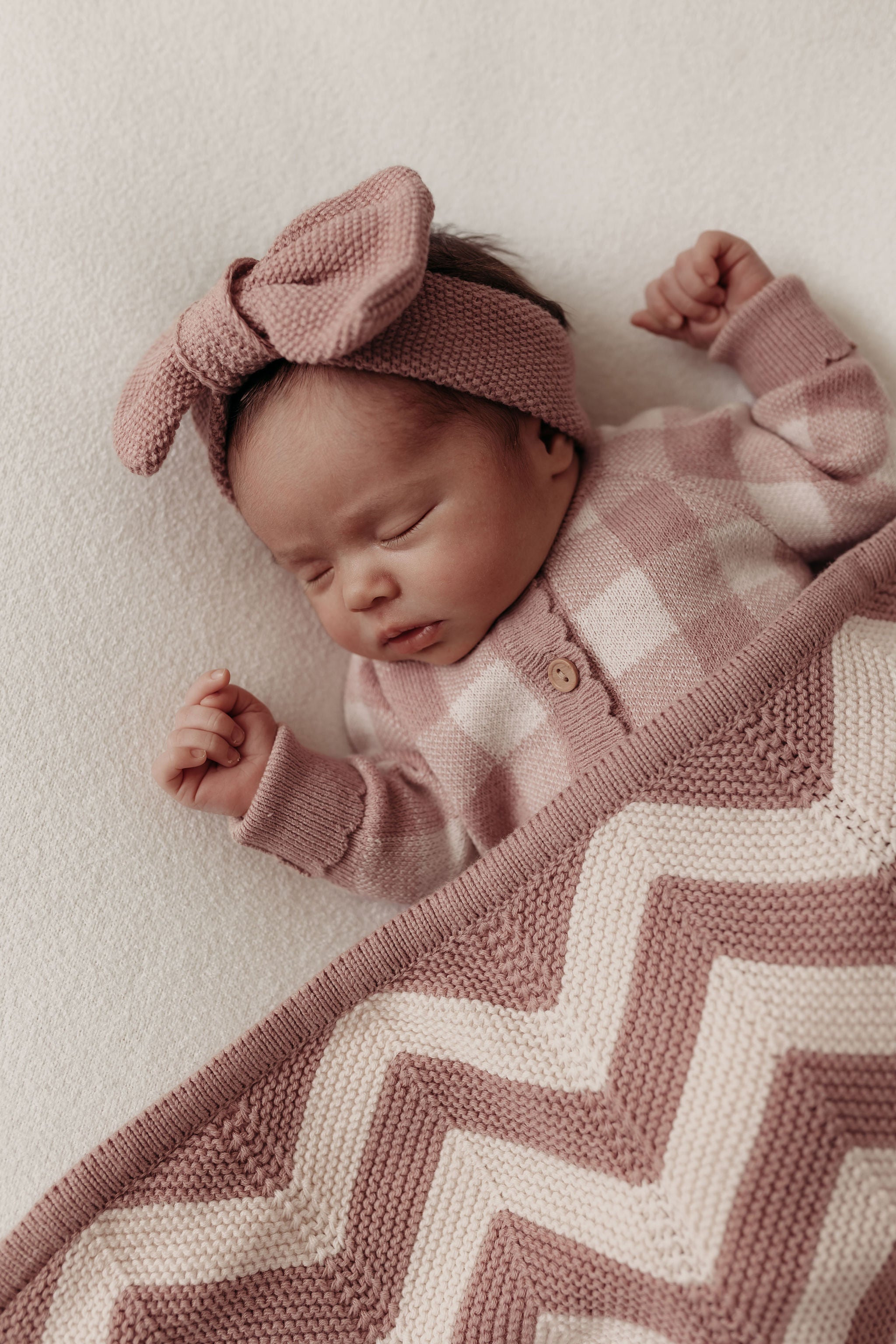 Isla and Fraser Rose Pink Knitted Baby Blanket Organic Cotton