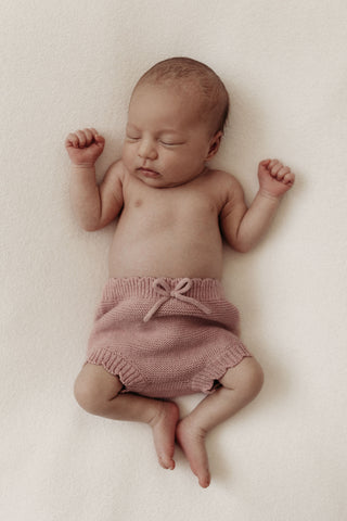 Organic Cotton Scallop Knit Baby Bloomers - Rose