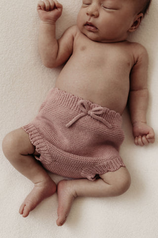 Organic Cotton Scallop Knit Baby Bloomers - Rose