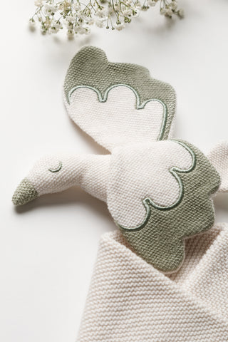 Knitted Baby Stork Comforter Stitch and Embroidery Detail