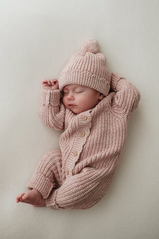 Organic Cotton Cosy Chunky Knit Baby Bundle - Rose