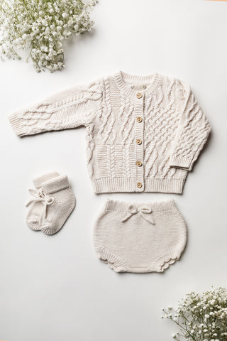 Knitted Beige Baby Outfit