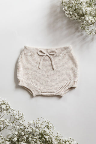 Knitted beige baby bloomers 