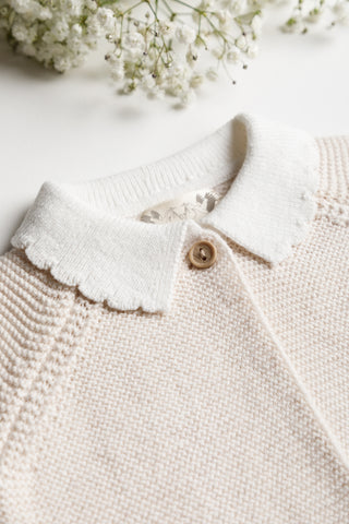 Knitted Baby Cardigan Collar with Button