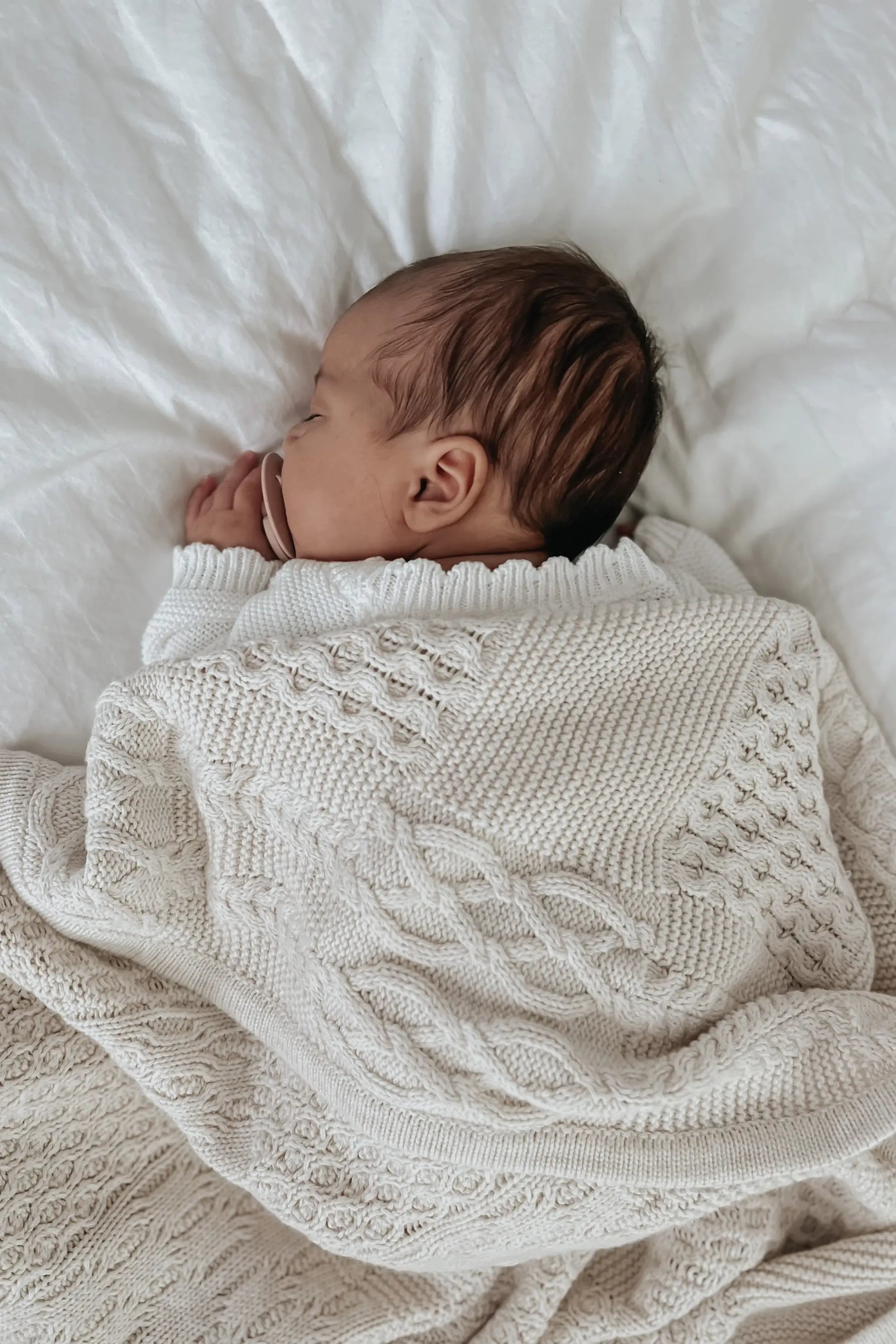 Isla and Fraser Cable Knitted Baby Blanket Oat – Isla Fraser