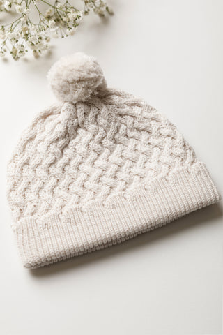Organic Cotton Cable Knit Baby Hat - Oat
