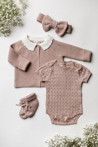 Pink Knitted Baby Girl Outfit