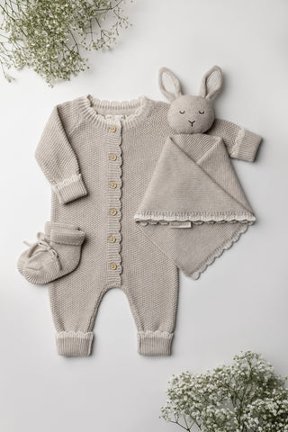 Knitted grey baby gift set