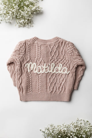 'Matilda' named pink cable knit cardigan