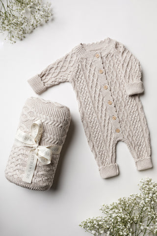 Organic Cotton Signature Baby Bundle - Pebble Cable Knit