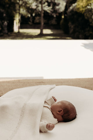 Organic Cotton Scallop Knit Baby Blanket - Oat