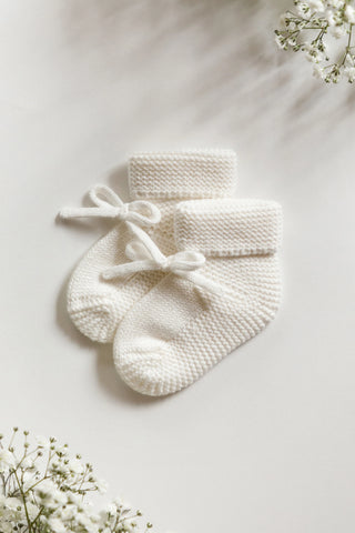 White Knitted Baby Booties 