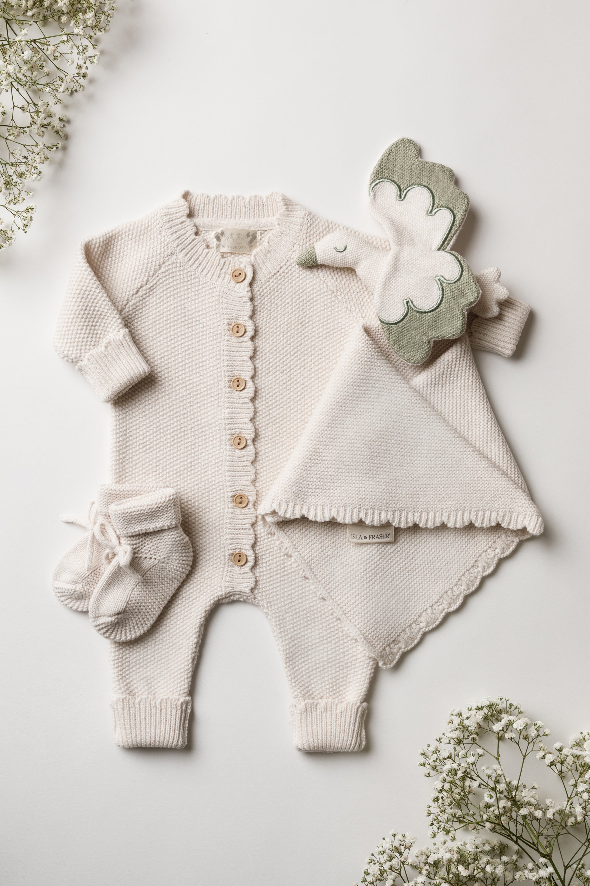 Isla and Fraser Luxury Baby Gift Set Sage Green Baby Knitwear