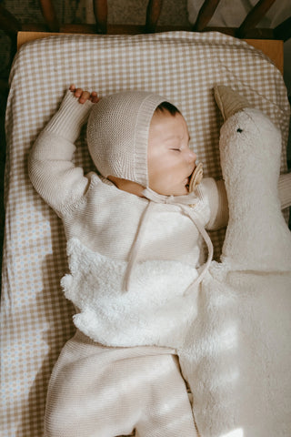 Organic Cotton Scallop Knit Baby Jumper - Oat