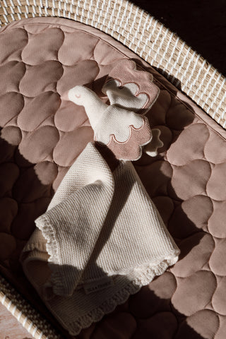 Organic Cotton Baby Stork Comforter - Oat/Rose