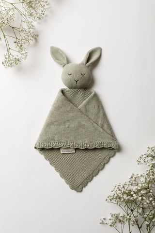 Sage Green Knitted Organic Baby Comforter 