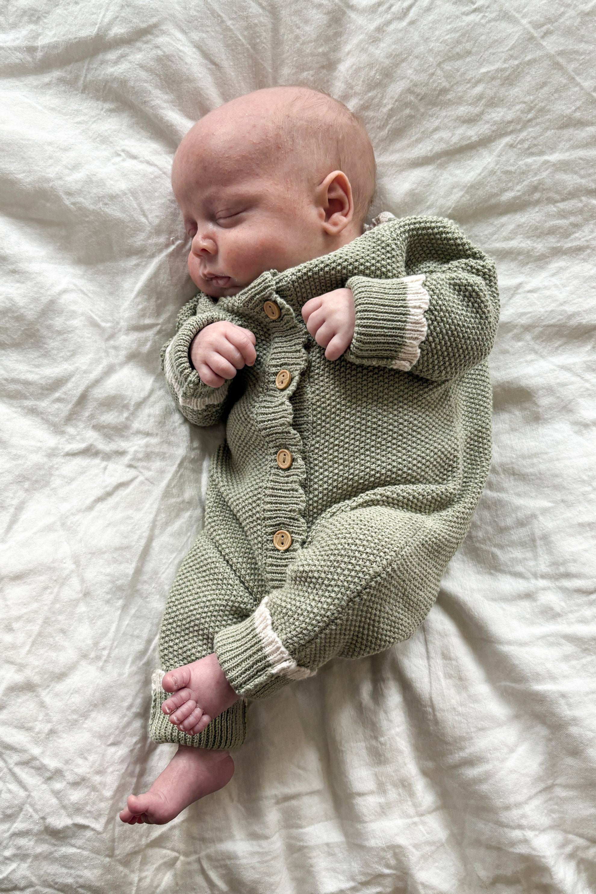 Isla and Fraser | Knitted Baby Romper - Sage Green | Organic Cotton – Isla & Fraser