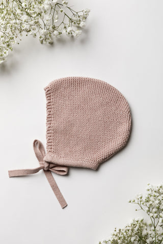 Pink Knitted Baby Bonnet 
