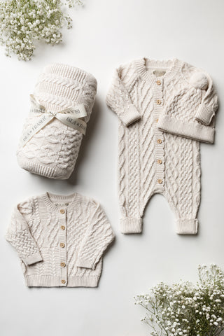 Cable Knit Neutral Baby Gift Set