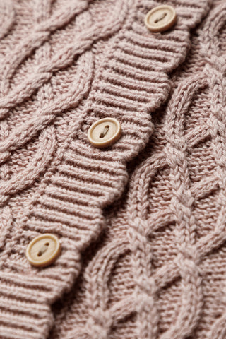 Organic Cotton Cable Knit Baby Romper - Rose
