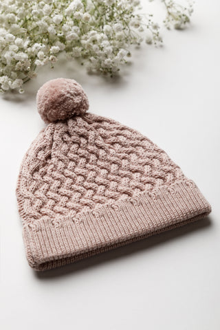 Cable Knit Baby Hat in pink