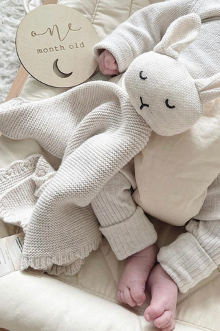 Organic Cotton Baby Blanket & Bunny Bundle - Oat