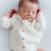 Organic Cotton Cable Knit Baby Cardigan - Cream
