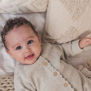 Organic Cotton Moss Stitch Baby Romper - Grey