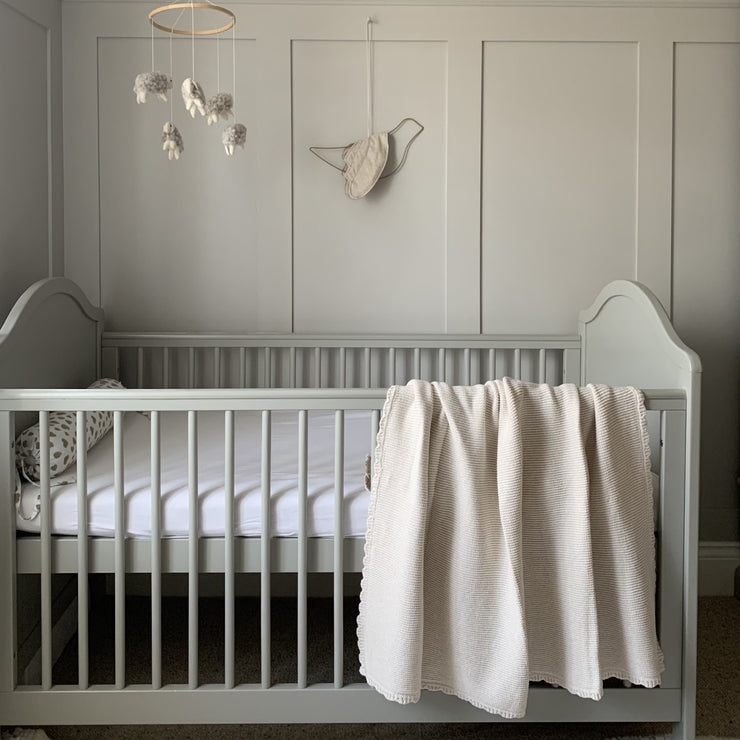 Organic Cotton Scallop Knit XL Blanket - Oat