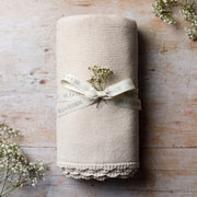 Organic Cotton Scallop Knit XL Blanket - Oat