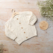 Organic Cotton Cable Knit Baby Cardigan - Cream